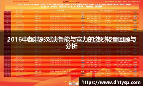 2016中超精彩对决鲁能与富力的激烈较量回顾与分析
